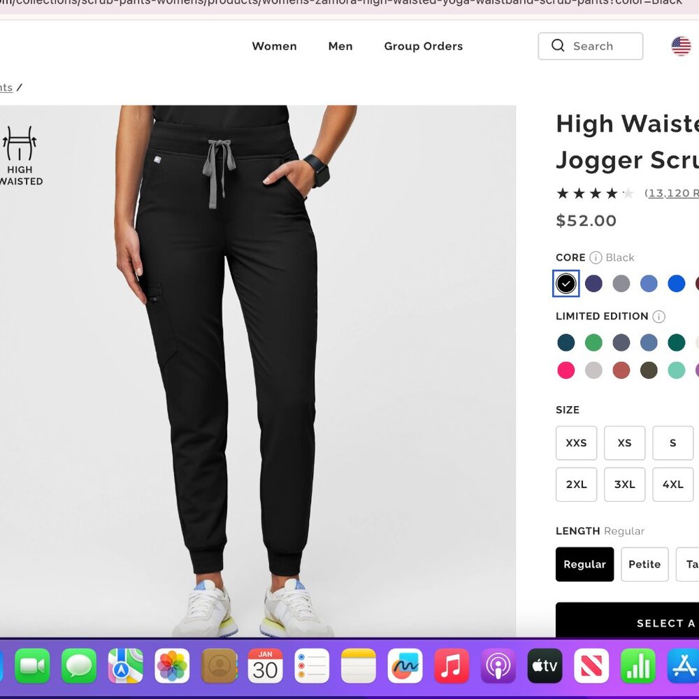 Figs High Waisted Zamora Jogger Scrub Pants - Size XXS Regular